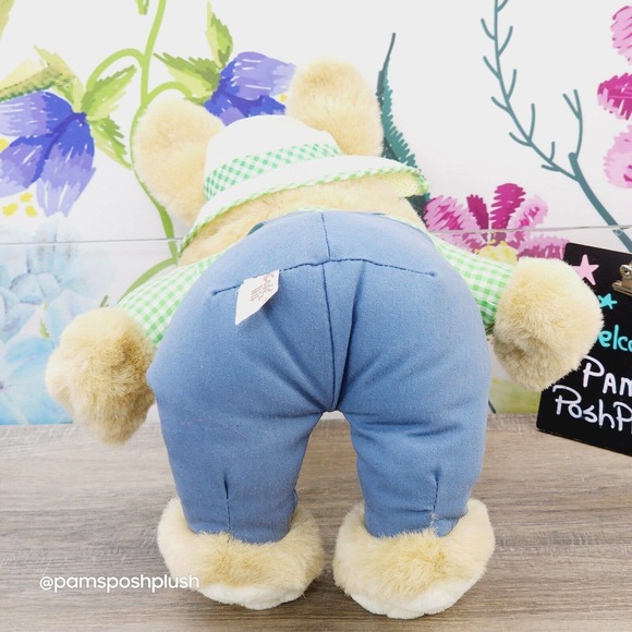 Cuddle Wit Farmer Bunny Rabbit Plush 16" Gingham Plaid Shirt Easter 1992 Bunny - Picture 7 of 12